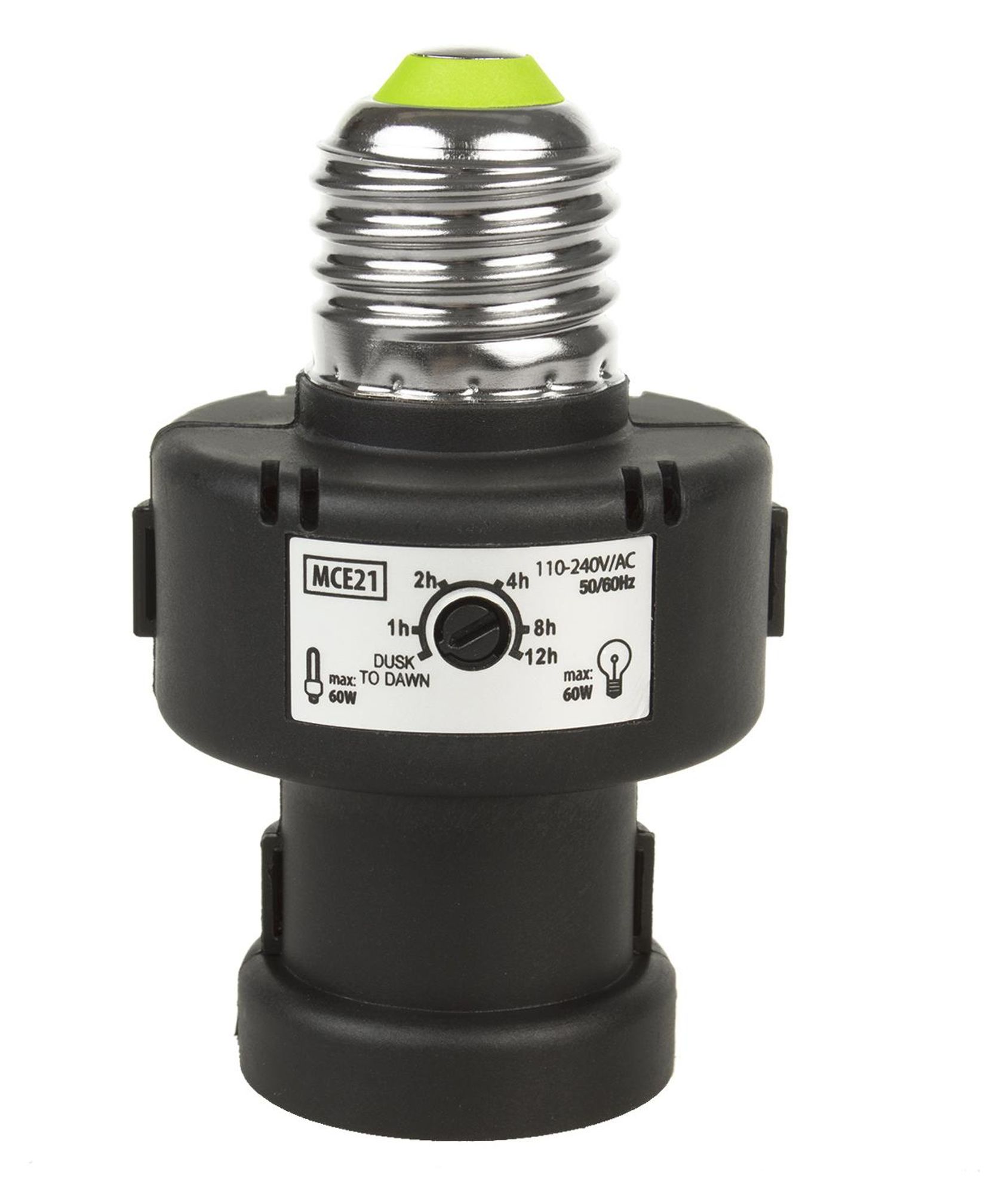 Lampenfassung Adapter für Lampen-Fassung mit Dämmerung-Sensor Lampensockel E27 schwarz