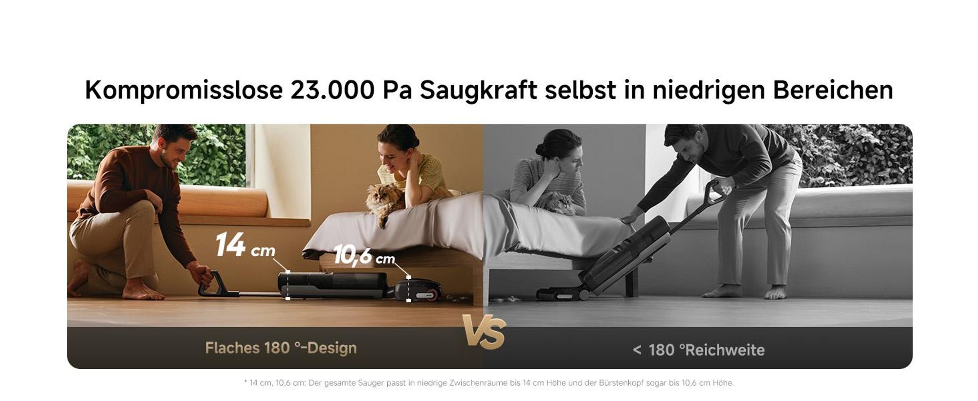 Dreame H15 Pro FoamWash Nass- und Trockensauger, 23000Pa Saugleistung, 0 Tangle, 180° Lie-Flat,60min Laufzeit,100℃ selbstreinigend,LED,4-Modus,400m²