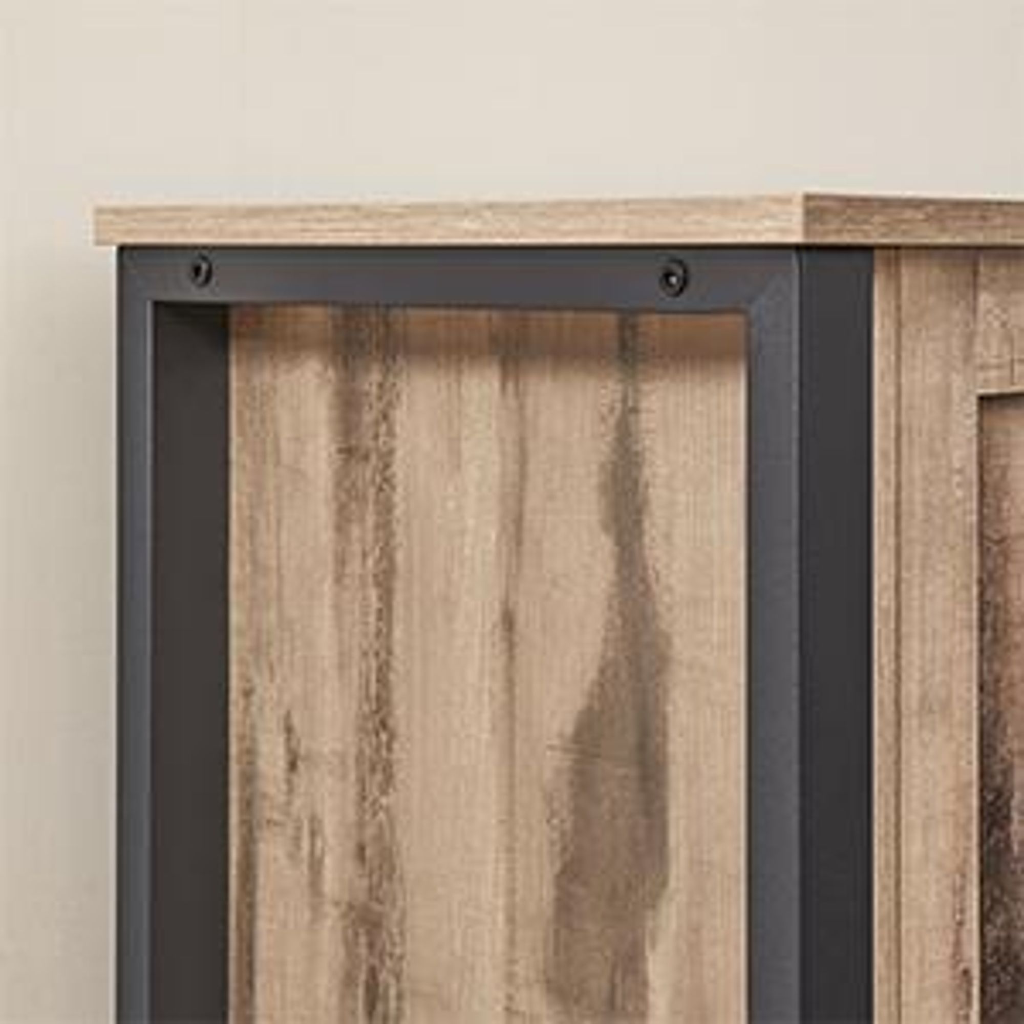 VASAGLE Sideboard, Küchenschrank, Aufbewahrungsschrank, mit 3 Türen, für Wohnzimmer, Küche, Esszimmer, 33 x 110 x 75 cm, Landhausstil, eichenbraun-schwarz CSL096B50