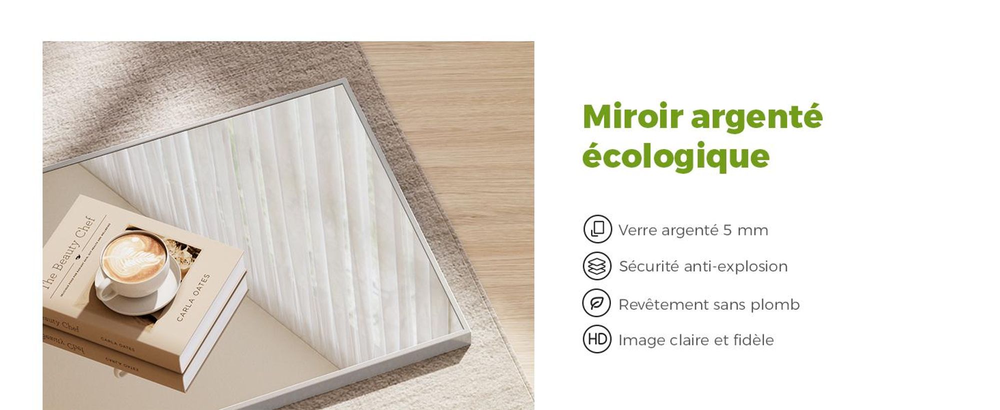S'AFIELINA Miroir à poser 160 x 40 cm Argent Cadre métallique HD Grand miroir à poser pour dressing/chambre/salon
