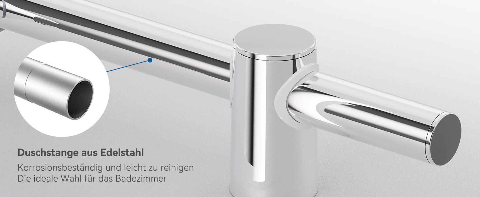 Auralum Duschstange,90 cm Verstellbar,Universelle Duschstange Duschstange  Runde Wandhalterung,Chrom