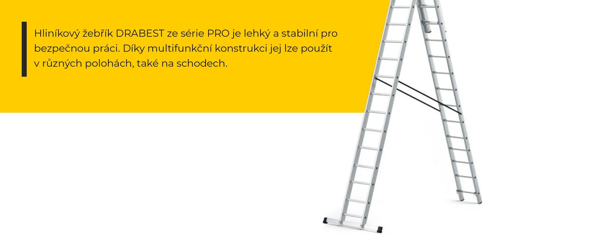 Drabest | Žebřík - žebřík 3x16 stupňů, skládací žebřík - nosnost 150 kg - hliníkový žebřík, schodišťový žebřík, protiskluzové patky