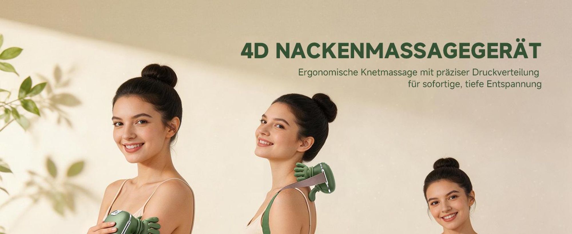 Bionische Shiatsu Massagegerät mit Wärme – Tragbares 4D Nacken- & Rückenmassagegerät, Tiefengewebe-Knetmassage, Elektrisch, Muskel- & Schmerzlinderung