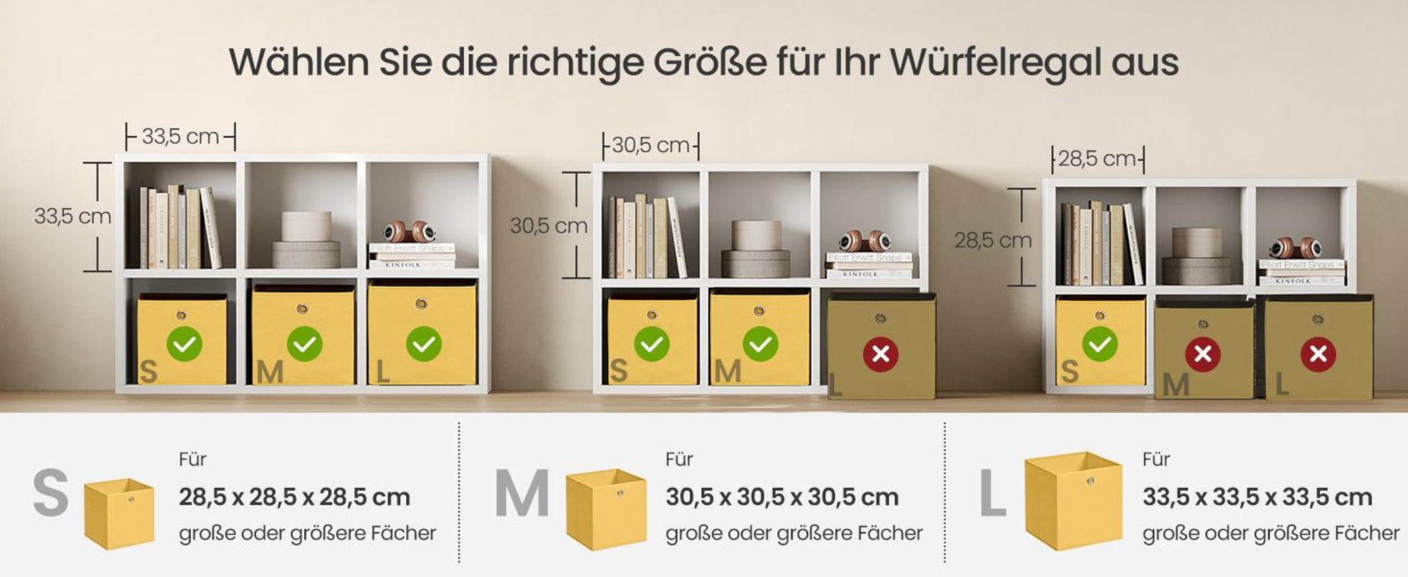SONGMICS Aufbewahrungsbox, 6er Set, Ordnungsboxen, geruchsneutral, Faltbox, 33 x 33 x 33 cm, Stoffbox, für Würfelregal, Organizer bunt