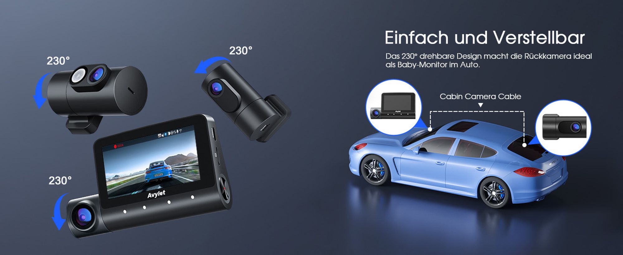5K 3-Kanal-Dashcam Auto Wi-Fi,GPS,3lens 4K+1080P+1080P Vorne Hinten Innen Autokamera