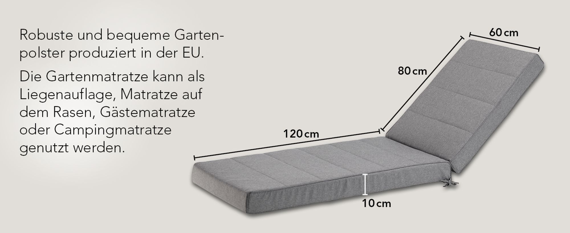 Hochwertige Auflage für Gartenliege | Liegenauflage | 60 x 200 cm | Outdoor Auflage | XDREAM Garden