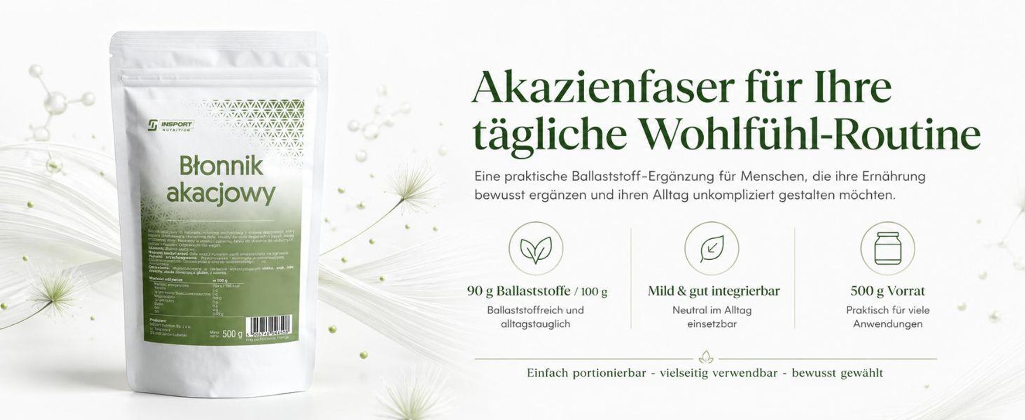 Akazienfaser 500 g Ballaststoff 90% Pulver