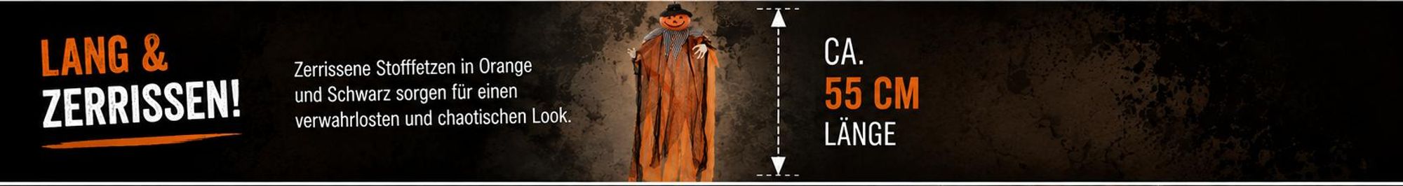 Halloween Kürbis Dekohänger ca. 55 cm – Hängedeko in Orange & Schwarz