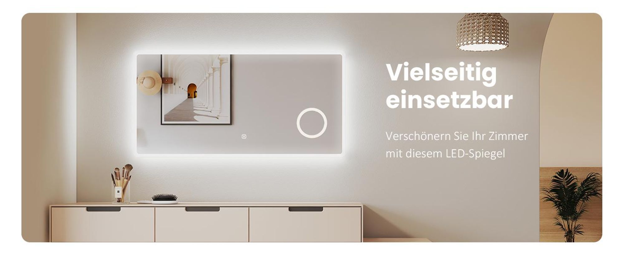 EMKE LED Badspiegel mit 3-Fach Vergrößerung Touchschalter Kaltweiß Licht 100X60cm