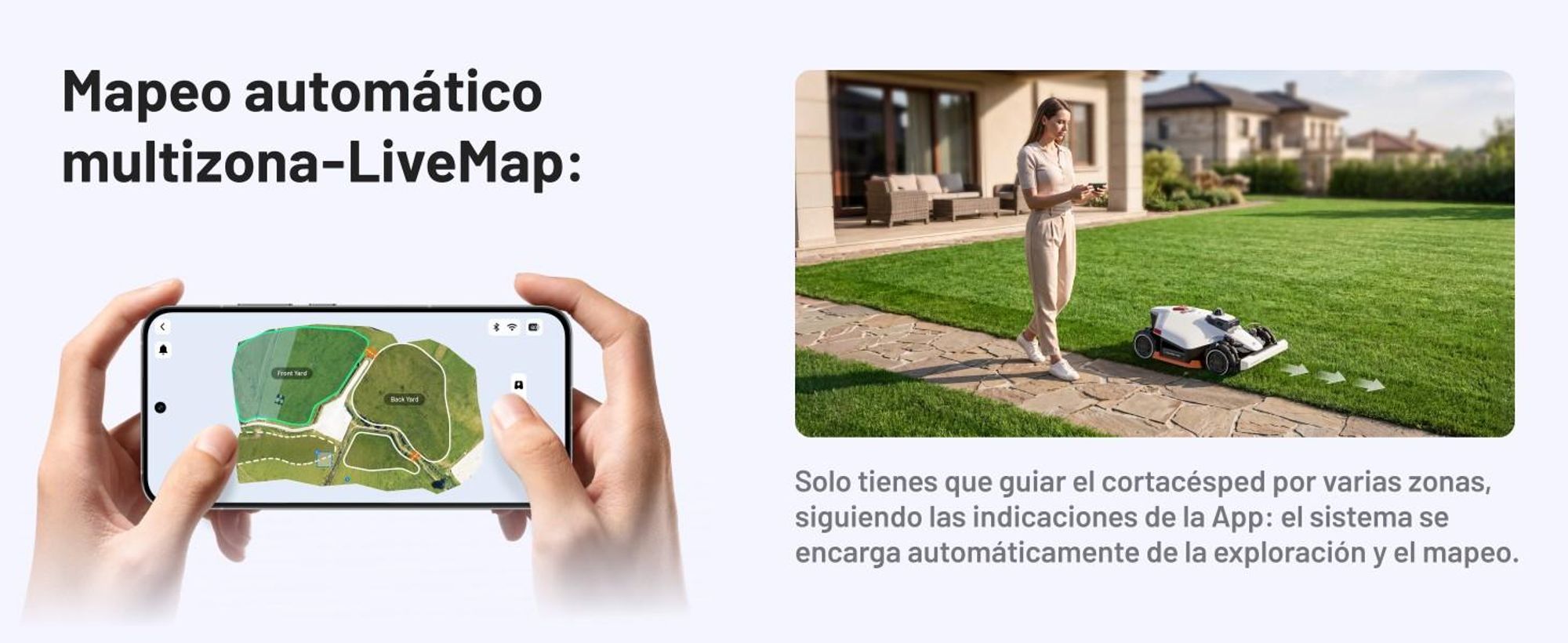 Cortacésped robótico Mammotion LUBA 3 AWD 1500 con soporte para lavado, para 1500m², tracción en las cuatro ruedas, pendiente 80%, mapeo-auto, 4G, APP