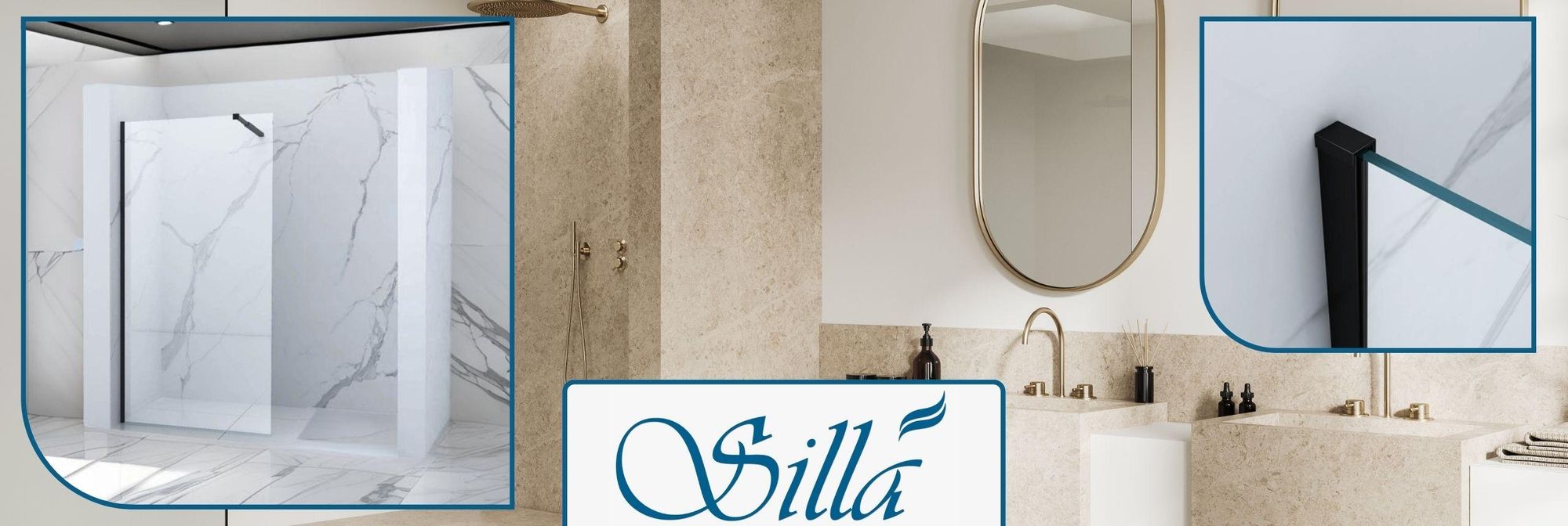 Duschwand, Walk in Dusche, Duschabtrennungen, Dusche, Schwarz, Silla