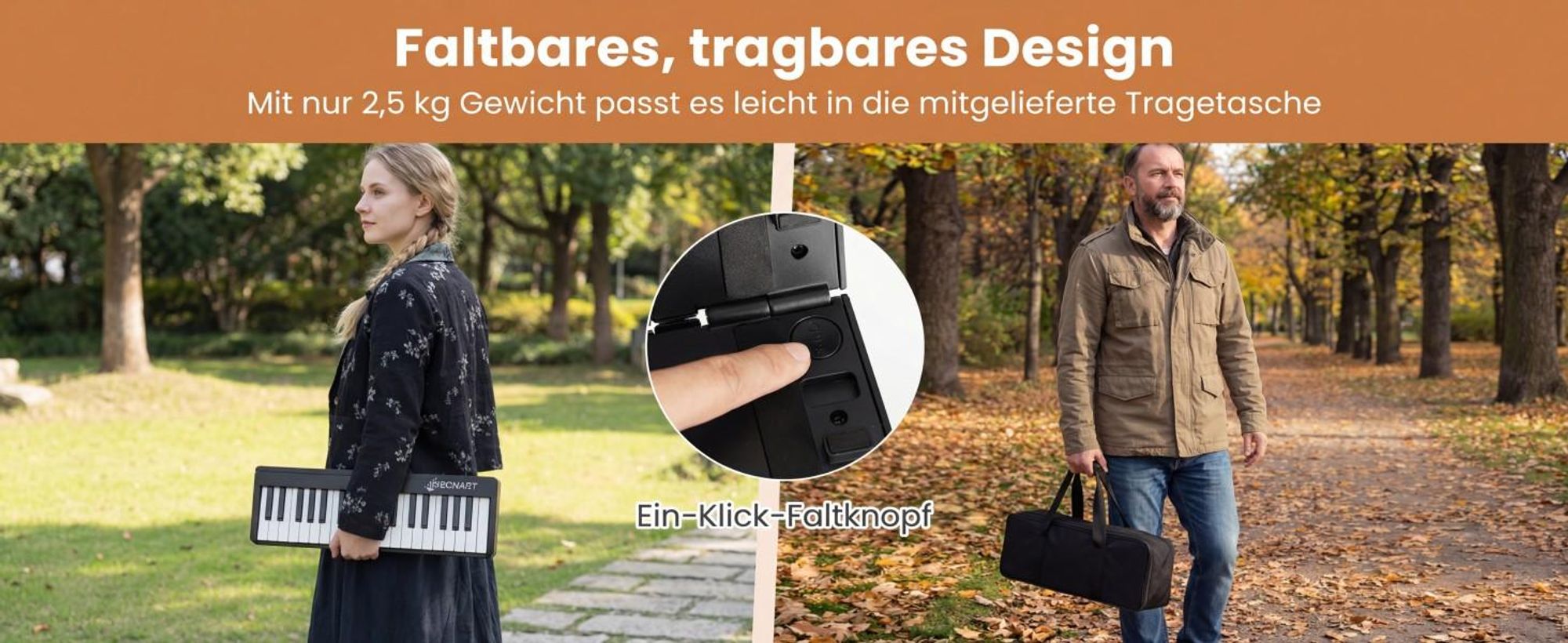 COSTWAY Digital Piano mit 61 Tasten, Elektrtisches Klavier klappbar mit Bluetooth, Notenständer, Pedal & Klaviertasche, E-Piano Klaviertastatur für Kinder Erwachsene
