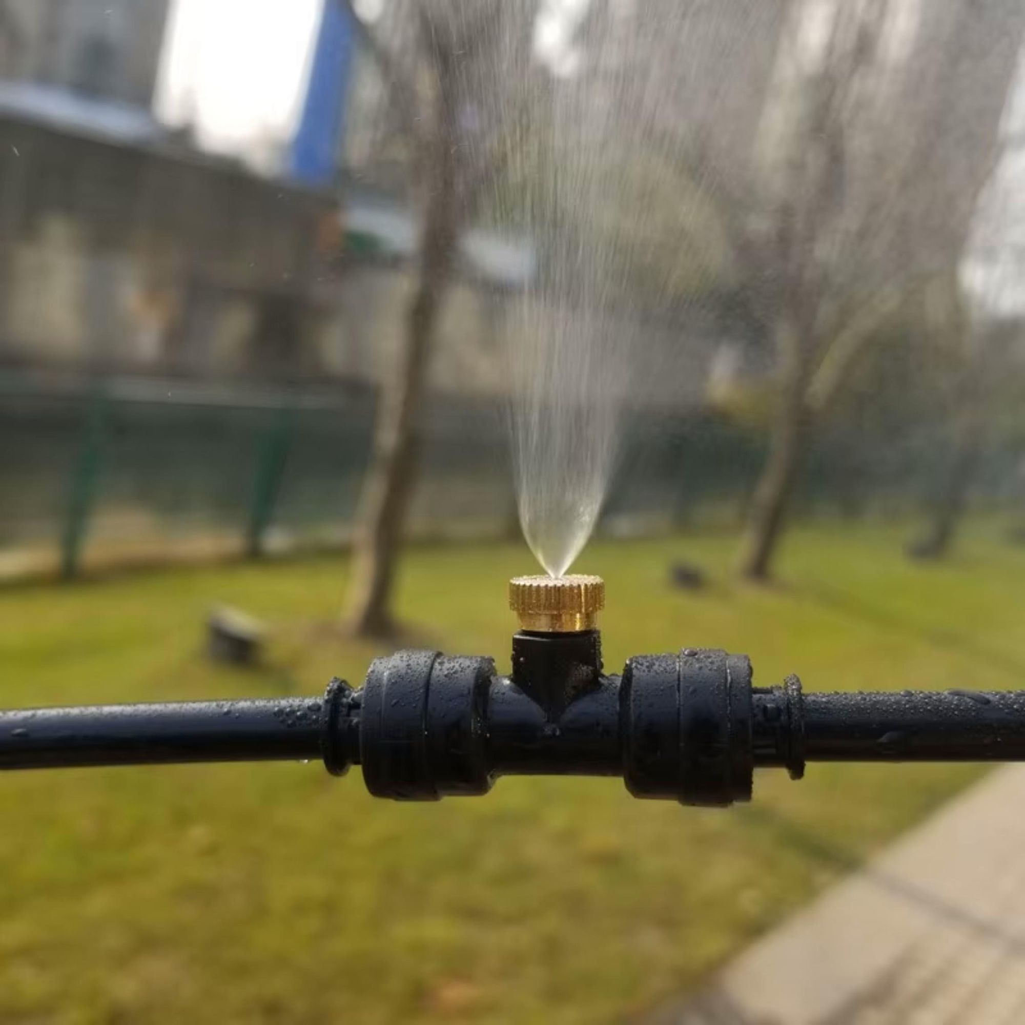 Sprühnebel Kühlsystem 10m für Terrasse & Garten, Wasservorhang mit 6 Messingdüsen, Bewässerungssystem für Gewächshaus, EVI GARDEN HydroLine UV-fest