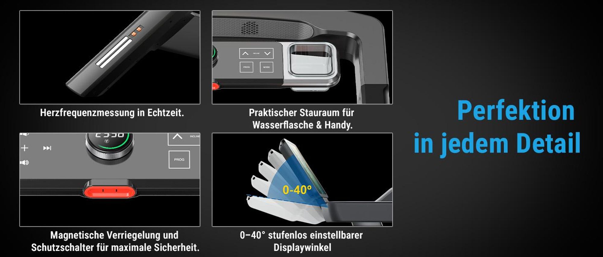 Laufband klappbar AsVIVA T18 Heimtrainer bis 20 km/h 15% Steigung mit Touchscreen Bluetooth bis 150kg für Zuhause