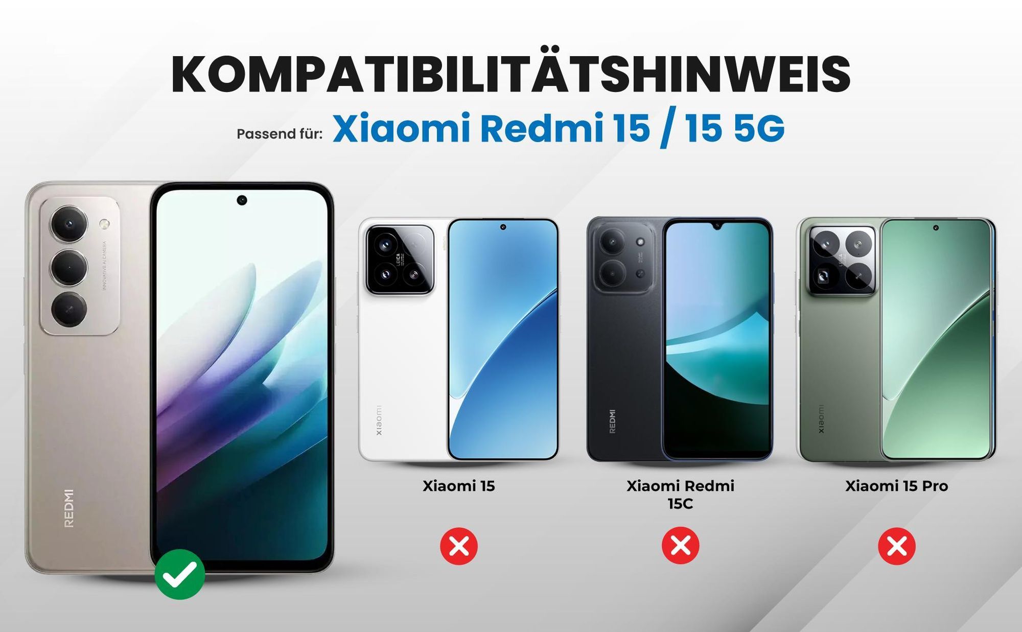 Kompatibilitätshinweise Hülle für Xiaomi Redmi 15 / 15 5G