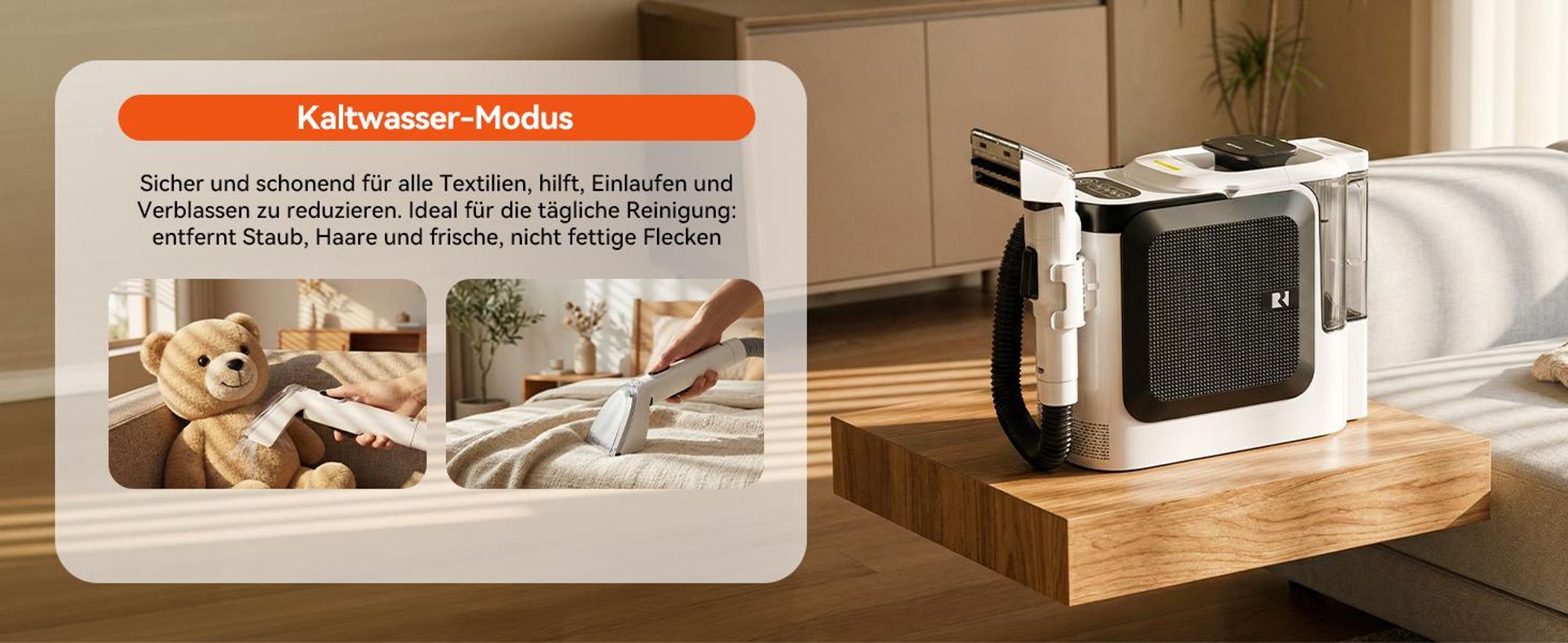 Nass-Trockensauger Redkey C2 26 kPa,3 Reinigungsmodi (Dampf / Heißwasser / Kaltwasser), geeignet für Sofa, Matratzen und Auto