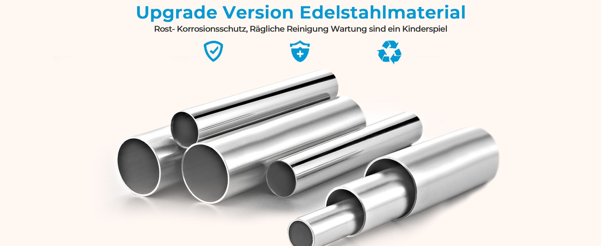 Heilmetz Duschstange Duschvorhangstange Teleskopstange 110-160cm, mit 12 Duschvorhangringe, Chrome Edelstahl Duschvorhang Duschstange