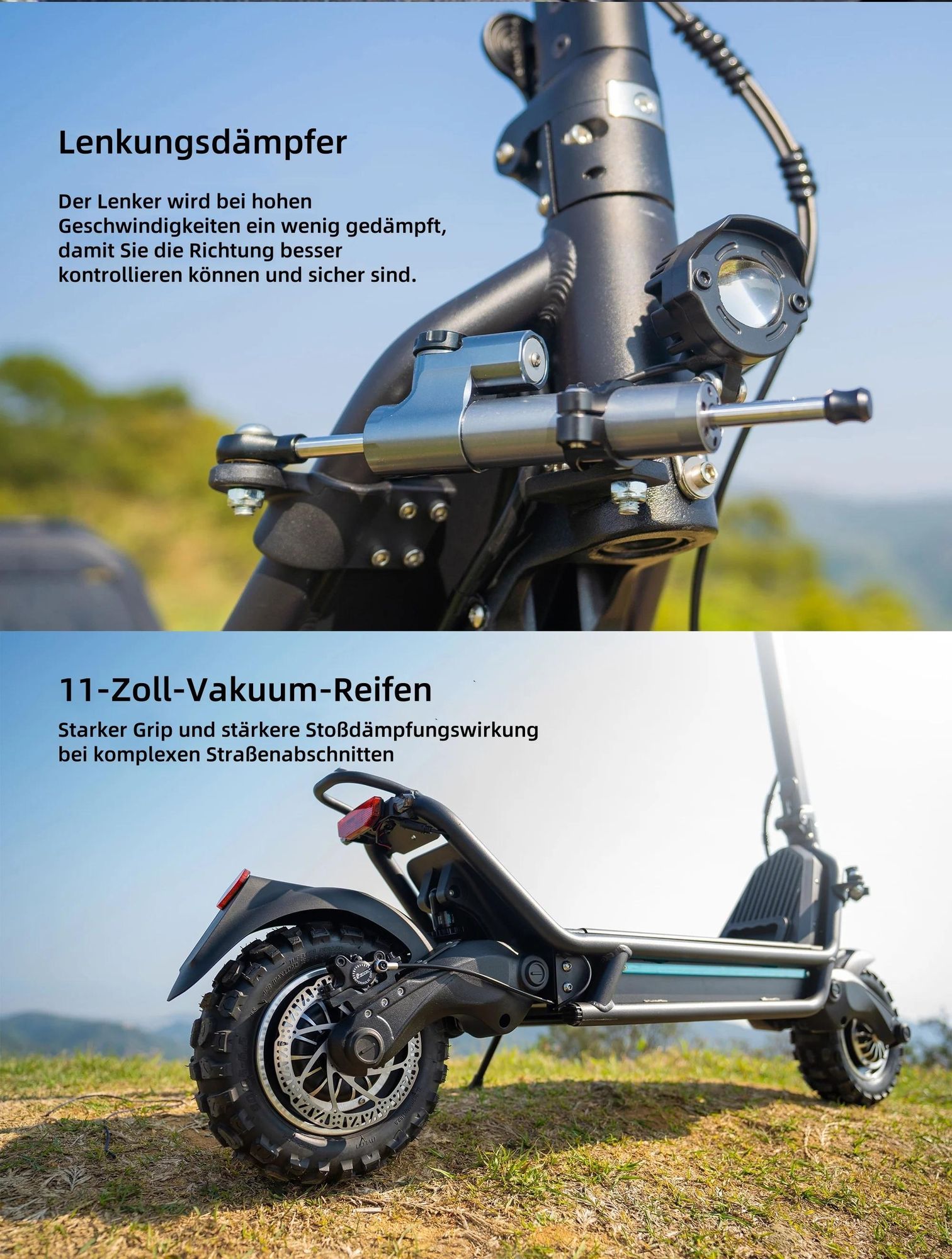 Elektroroller JOYOR E6-S - 1600W*2 Motors 60V31.5AH Batterie 85KM Reichweite Scheibenbremsen - Schwarz