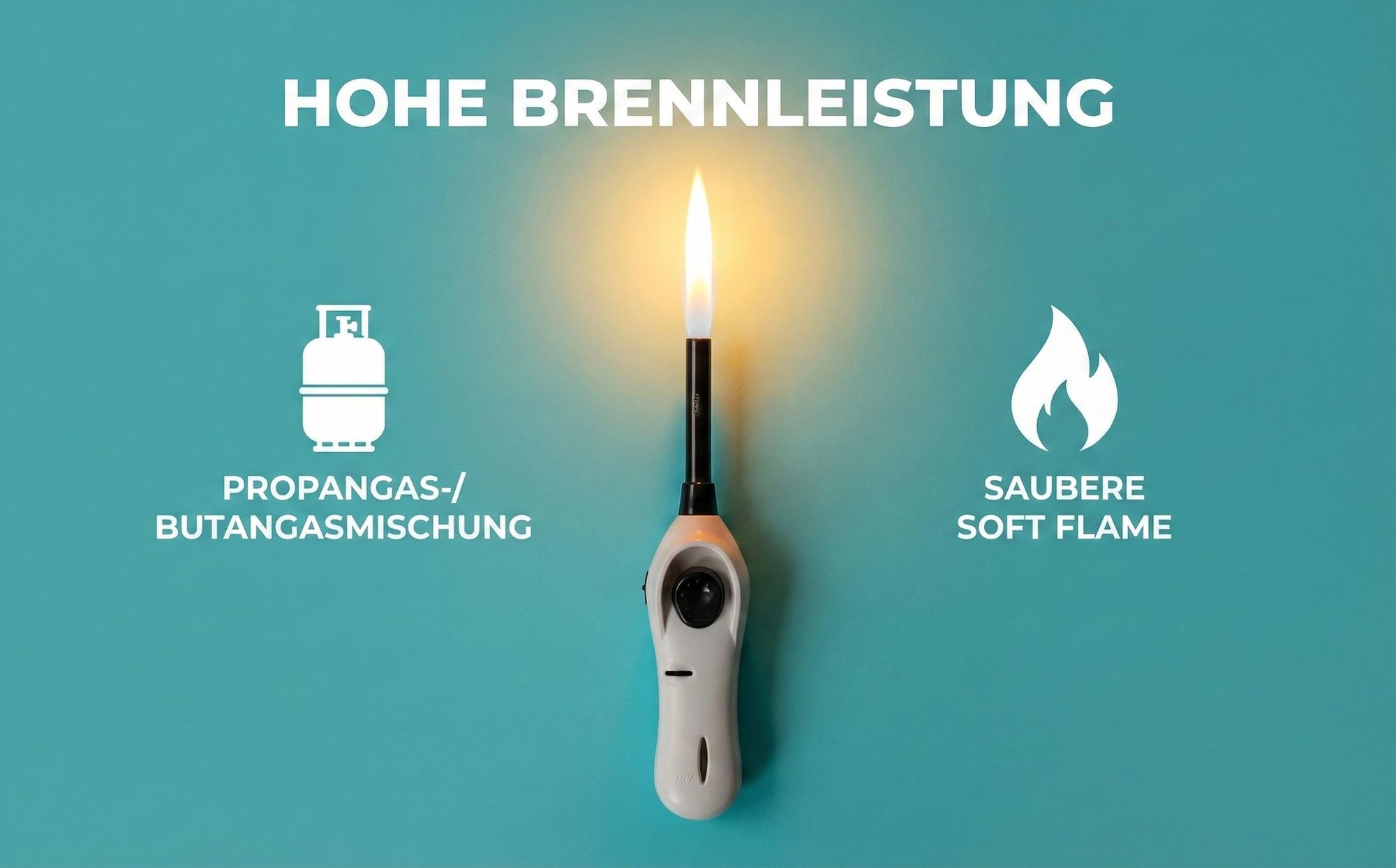 Stabfeuerzeuge 10er Set Nachfüllbar Vorgefüllt Soft-Flame | TOM  BB-8NT | 21,8 cm | Feuerzeuge Stabfeuer Stabfeuerzeug