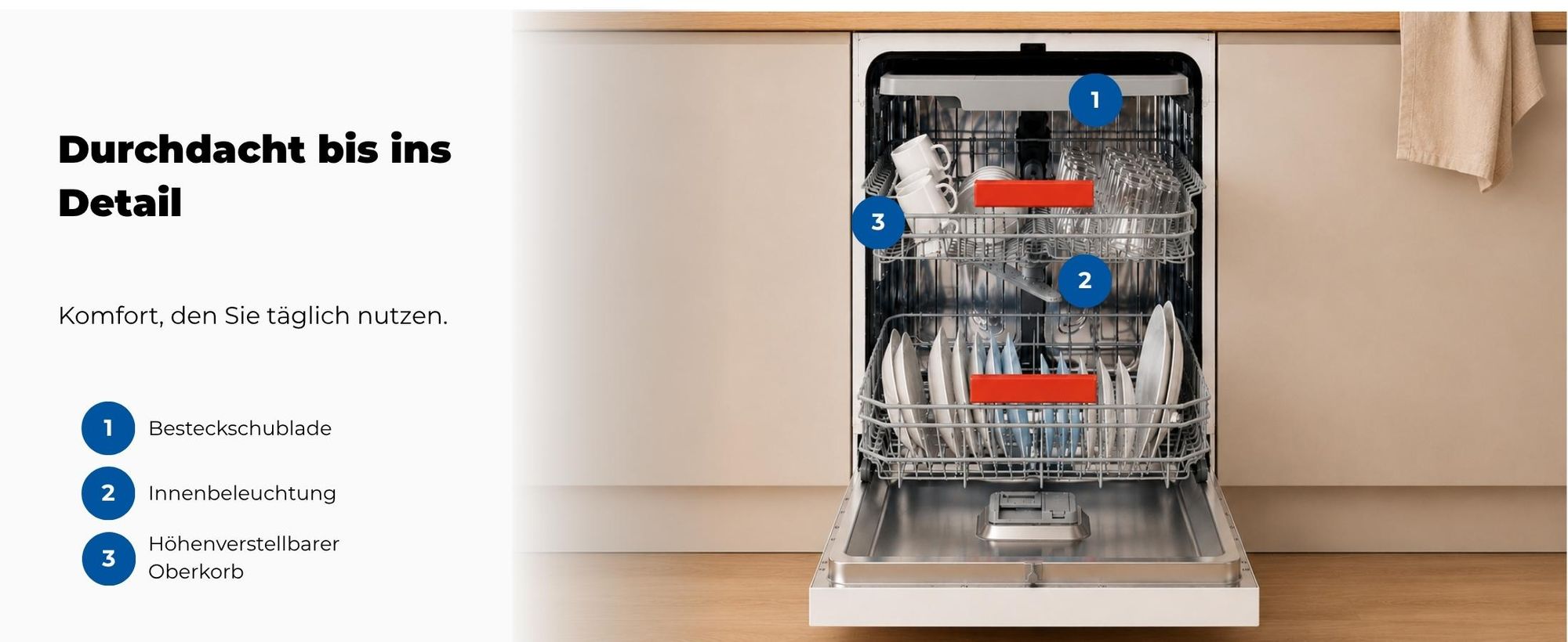 Exquisit Geschirrspüler 11 Maßgedecke | Energieklasse C | 7 Spülprogramme | Aquastop | Besteckschublade | Unterbaufähig | Startzeitvorwahl | Weiß