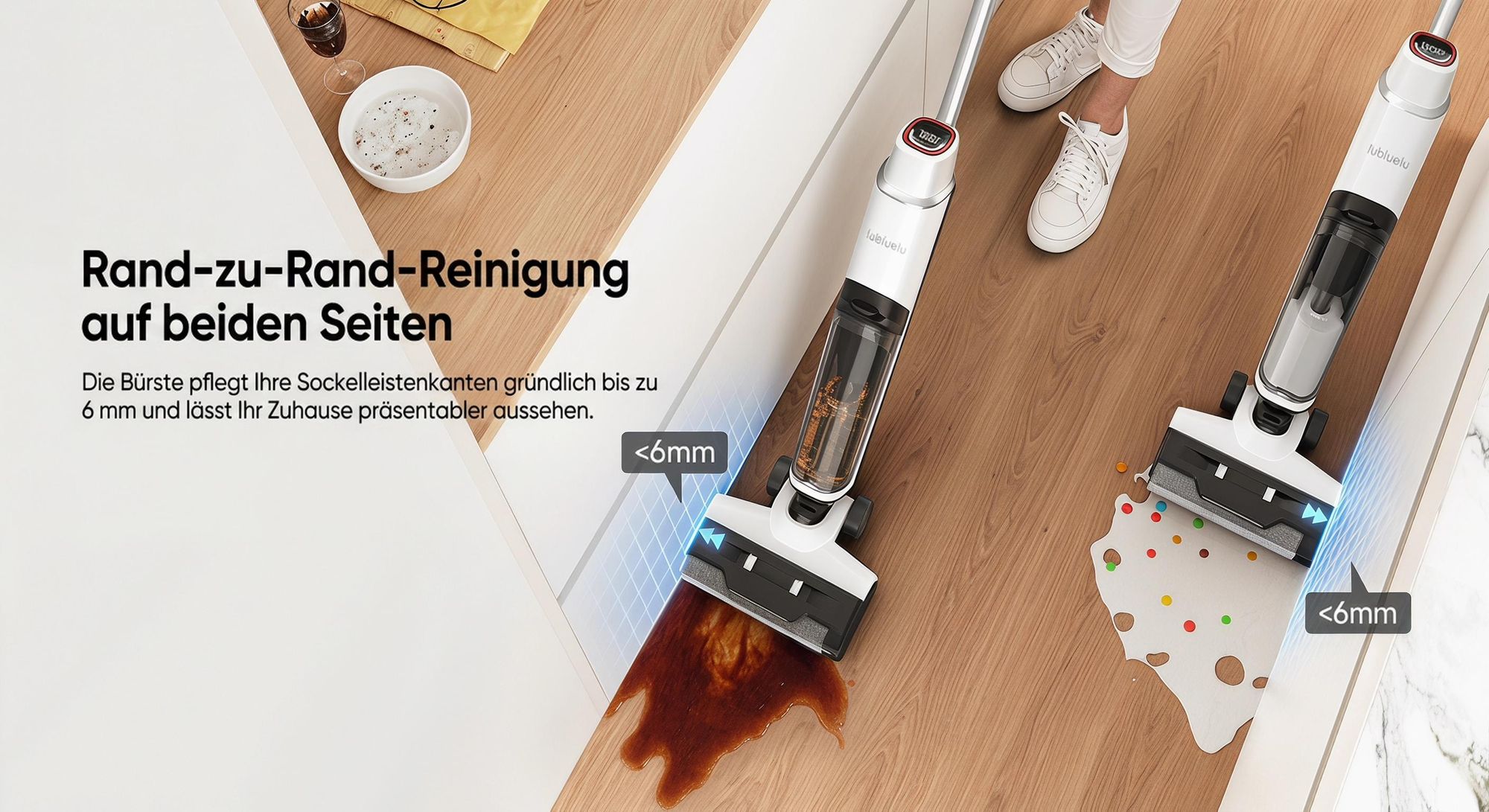 Lubluelu 3-in-1 Nass-und Trockensauger, 17kPa Saugkraft, Selbstreinigungsfunktion per Knopfdruck, HEPA-Filter, Intelligente Sprachansage, Für Tierhaar