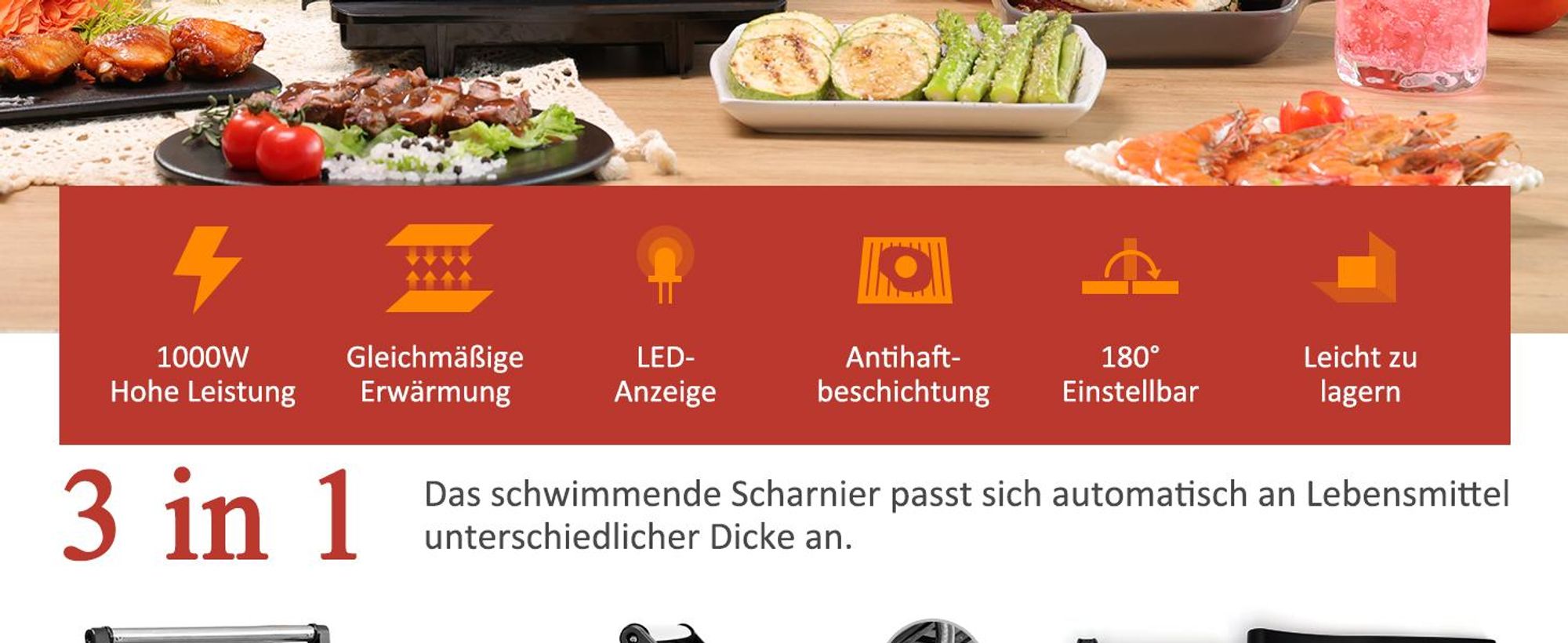 Aigostar - Kontaktgrill für Sandwiches, Steak auch als Panini Grill, Antihaftbeschichteter Grill toaster für fettfreies Grillen, 750W
