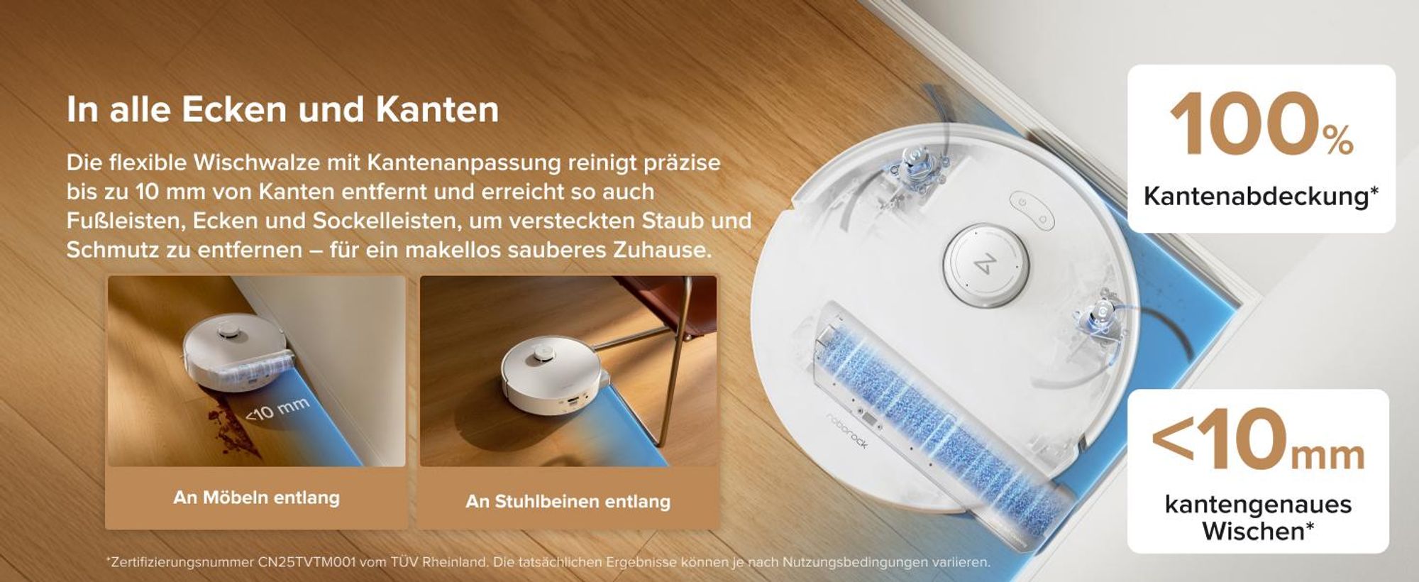 Roborock Qrevo Curv 2 Flow Staubsauger Roboter mit Wischfunktion, SpiraFlow-Wischwalze mit Selbstreinigung, 20.000 Pa, 75 °C Heißwasser-Moppwäsche