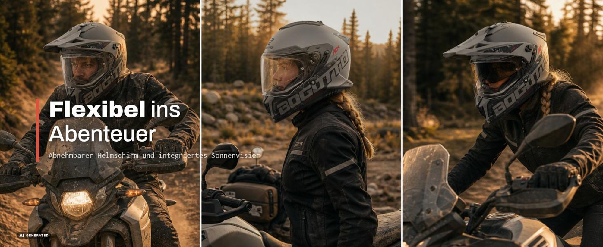 Bogotto FG-601 Duo Fiberglas Enduro Helm, grün matt, 3XL