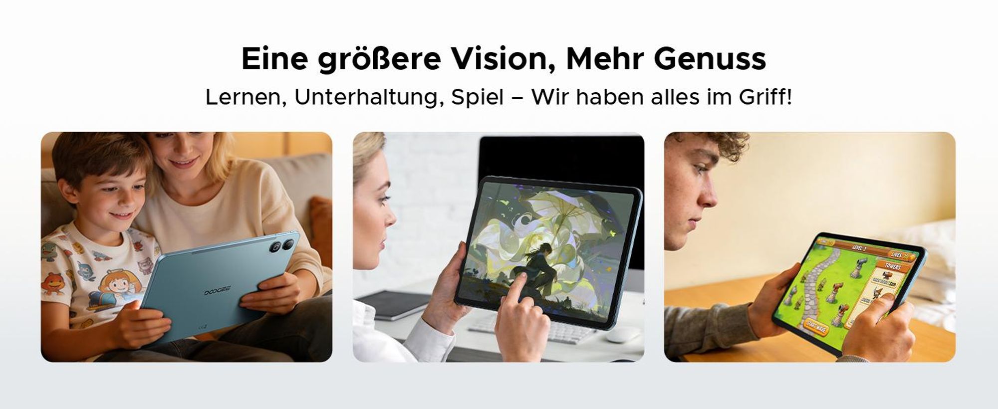 DOOGEE U13 Pro – Tablet, Android 16, 13,4 Zoll, 36 (6+30) GB + 256 GB, 120 Hz, 11.000 mAh/18 W, Gemini AI, Widevine L1, 8 MP + 13 MP Kamera