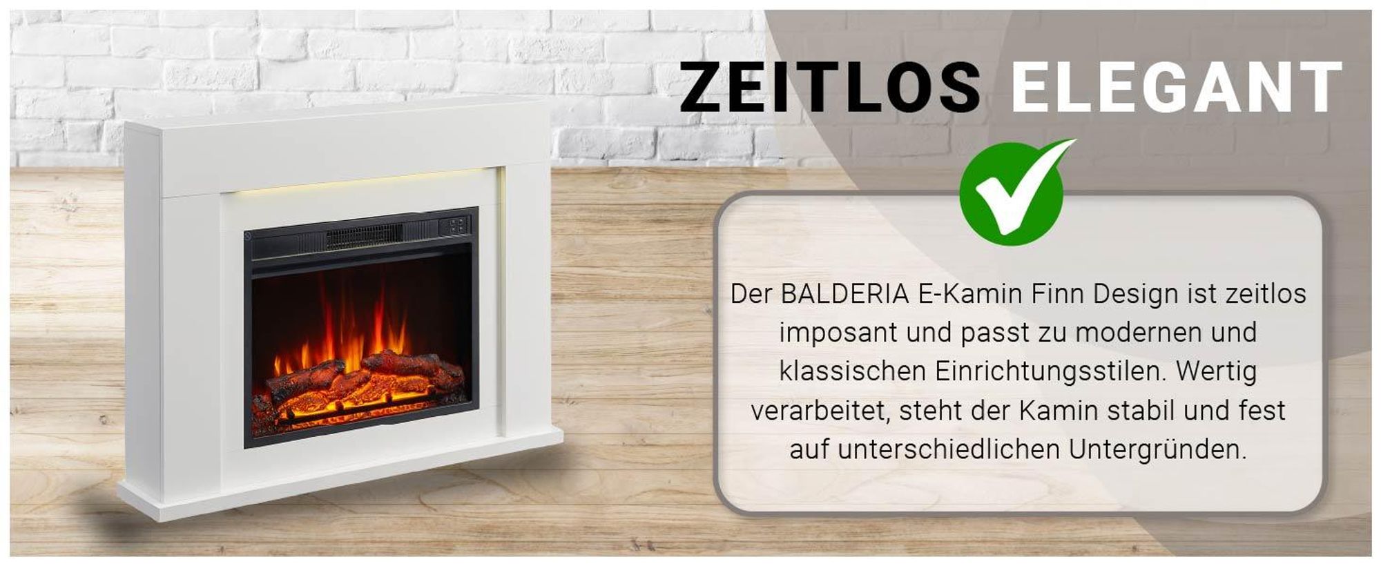 Elektrokamin Standkamin BALDERIA Finn Design – Heizung bis 2000 W, weiss