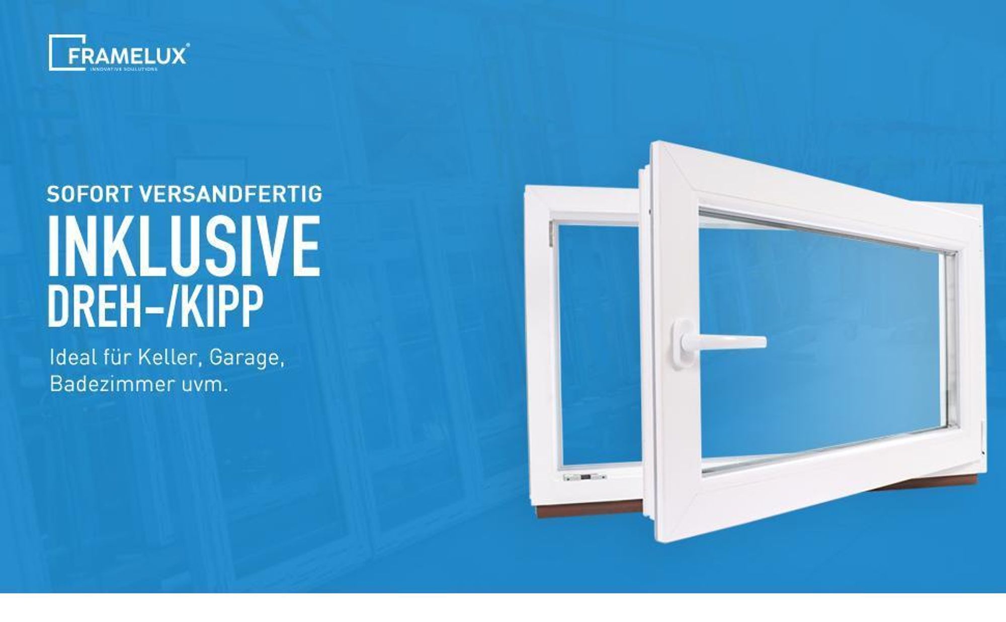 Kellerfenster Kunststoff Fenster 2-fach BxH: 90x40 cm - DIN links, Dreh-Kipp