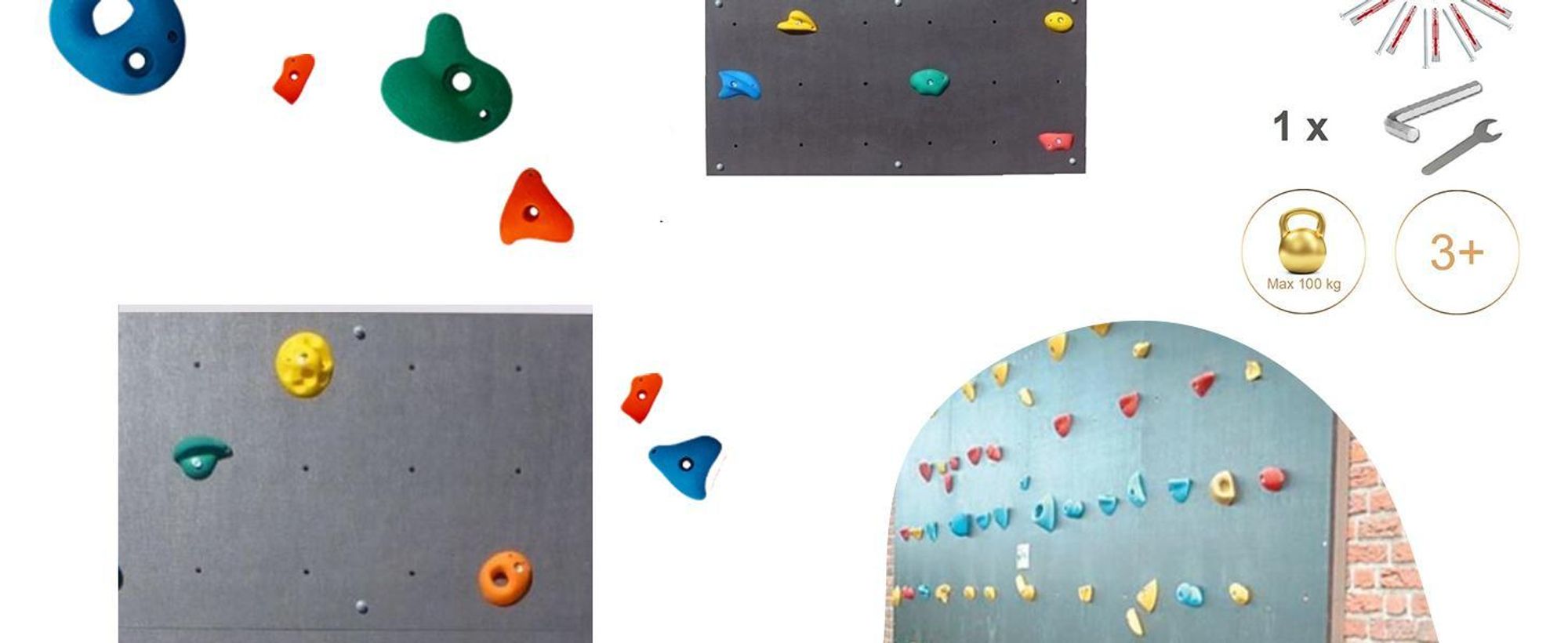 Create for You Kletterwand Kinder Outdoor + 15 Klettersteine - Schwarz Boulderwand für Garten, Spielplatz, Holzhaus - Wasserfest 180x120 cm