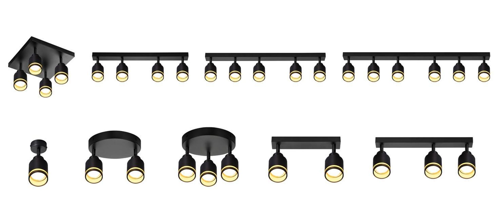 ZMH Faretti da soffitto a LED a 6 luci, faretti da soffitto neri GU10, orientabili, in metallo, per soggiorno e cucina, lampadine non incluse