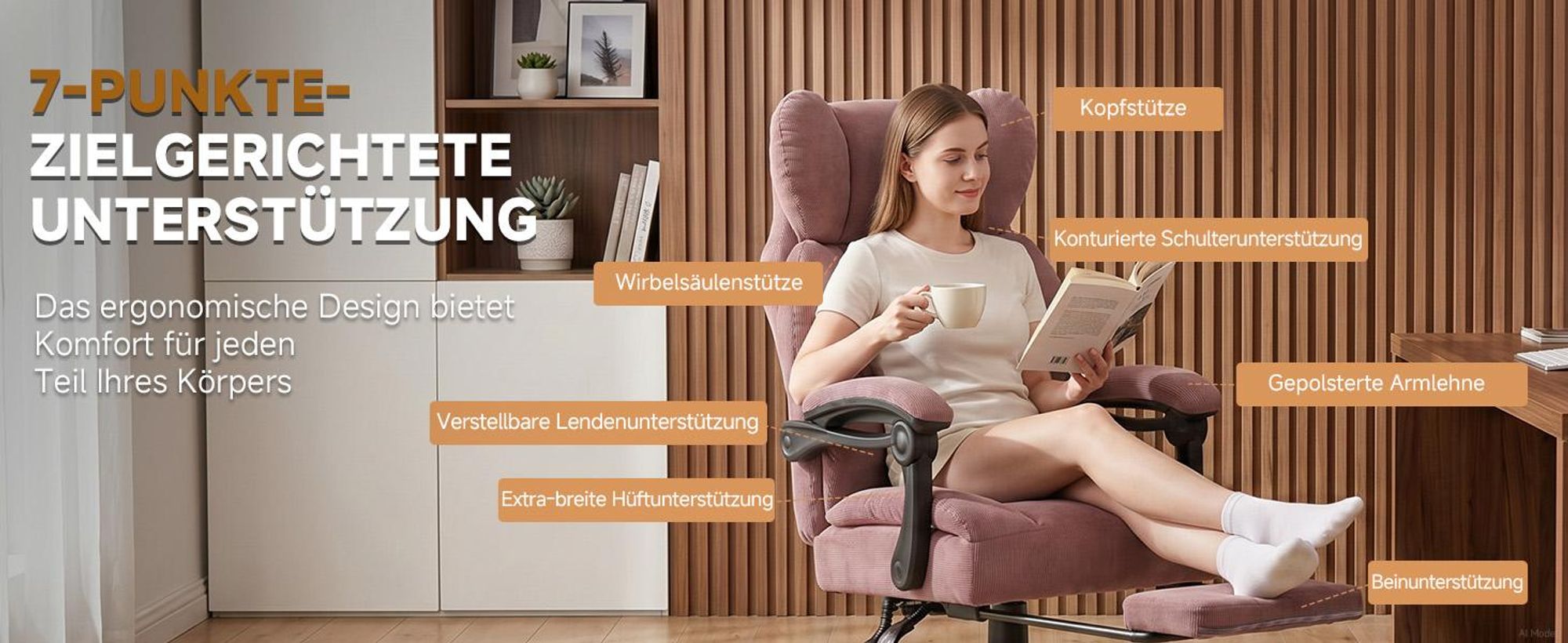 GTPLAYER Gaming Stuhl, Ergonomischer Bürostuhl mit Fußstütze und Lendenstütze, Hochlehner Chefsessel für Große, breiter Computersessel, Höhenverstellb