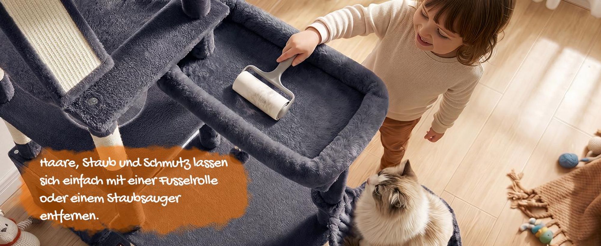 FEANDREA Kratzbaum für Große Katzen, Stabil mit 6 Ruhebereichen und Sisalstämmen, 105 x 45 x 188 cm, Grau