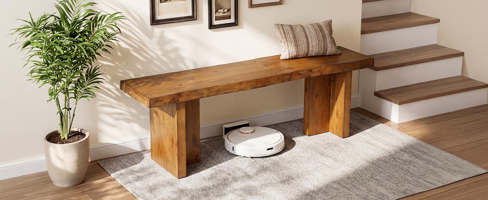 140 cm Holzbank für den Eingangsbereich, Schuhbank Massivholz für Eingangsbereich, Bettbank für Schlafzimmer, für den Eingangsbereich, den Flur, Braun