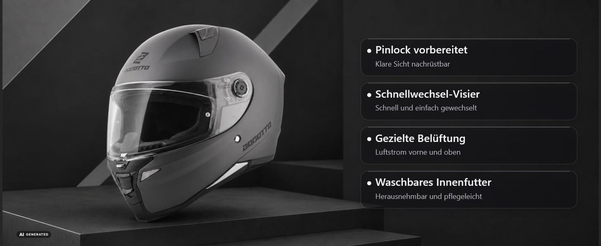 Bogotto FF110B Helm, titan matt, M (57/58)