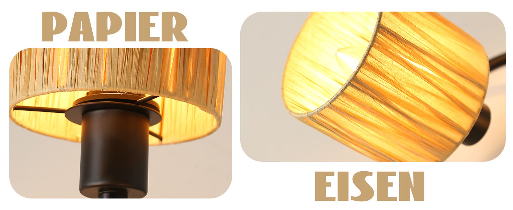 ZMH Deckenstrahler 1 Flammig Deckenleuchte Flur Deckenlampe Vintage Strahler Innen Schwarz Natürlich Deckenspots E14 Papier 350°Schwenkbar Spots für Schlafzimmer Wohnzimmer(Ohne Leuchtmittel)