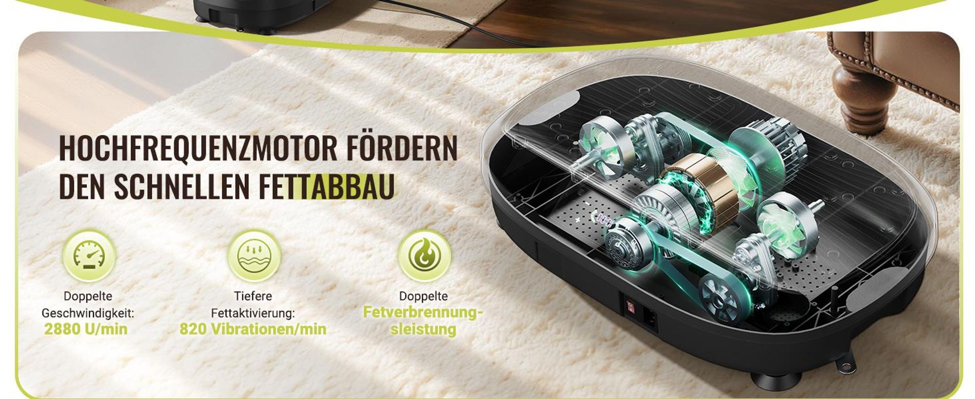 FLYBIRD Vibrationsplatte,120 Leistungsstarke einstellbare Geschwindigkeiten mit 150KG Tragkraft