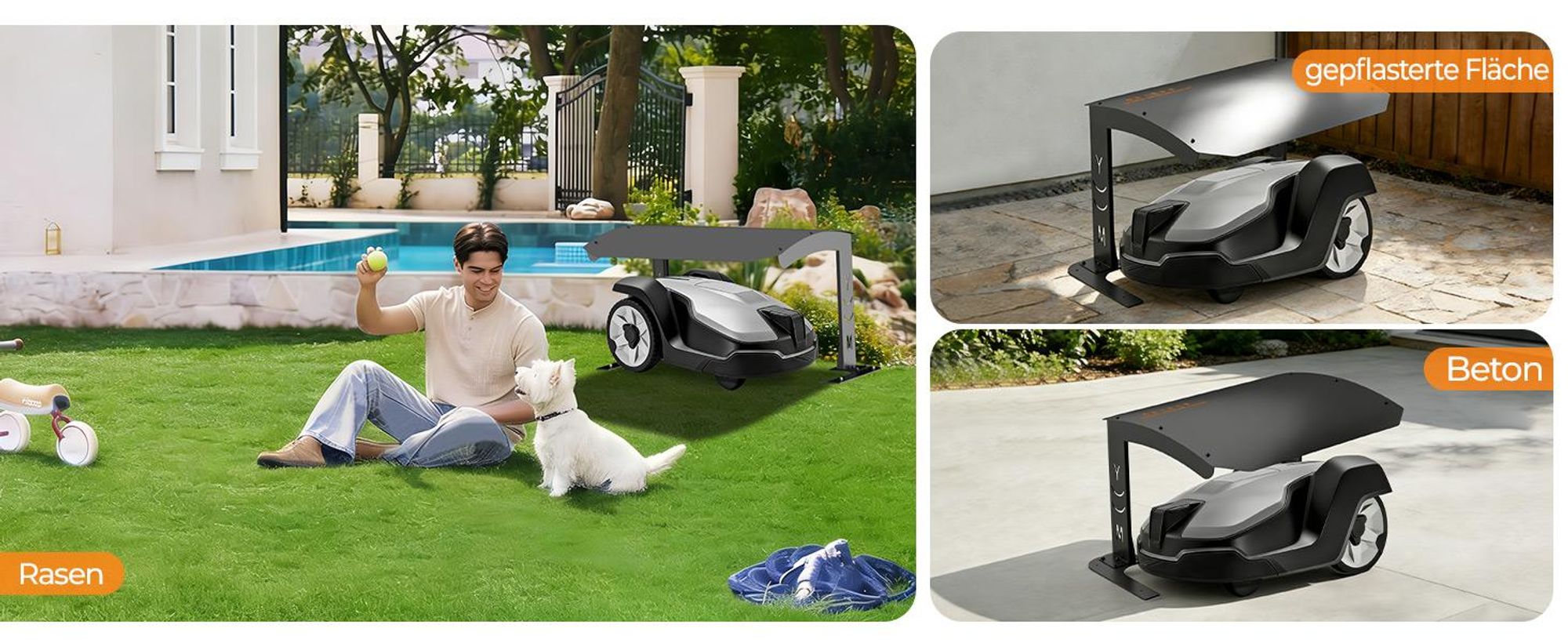 Mähroboter Garage Metall 70x55x41 cm – wetterfester Unterstand, UV- & Regenschutz, Bogendach, universal für Rasenmähroboter, schwarz