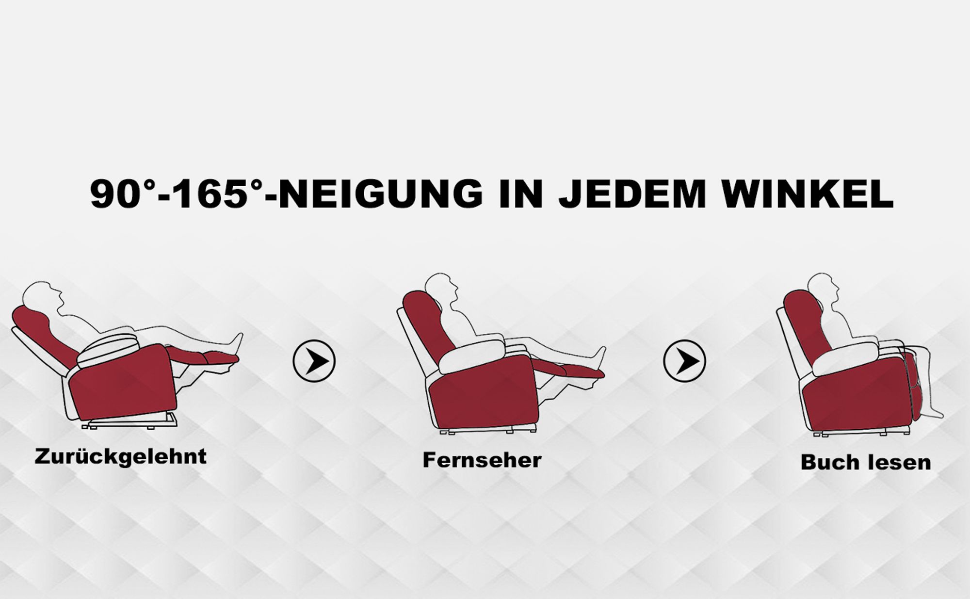 COMHOMA Elektrisch Relaxsessel TV-Sessel mit Massagefunktion, LED-Lichtern, Fernbedienung, Aufbewahrungstasche und 2 Getränkehaltern, rot.