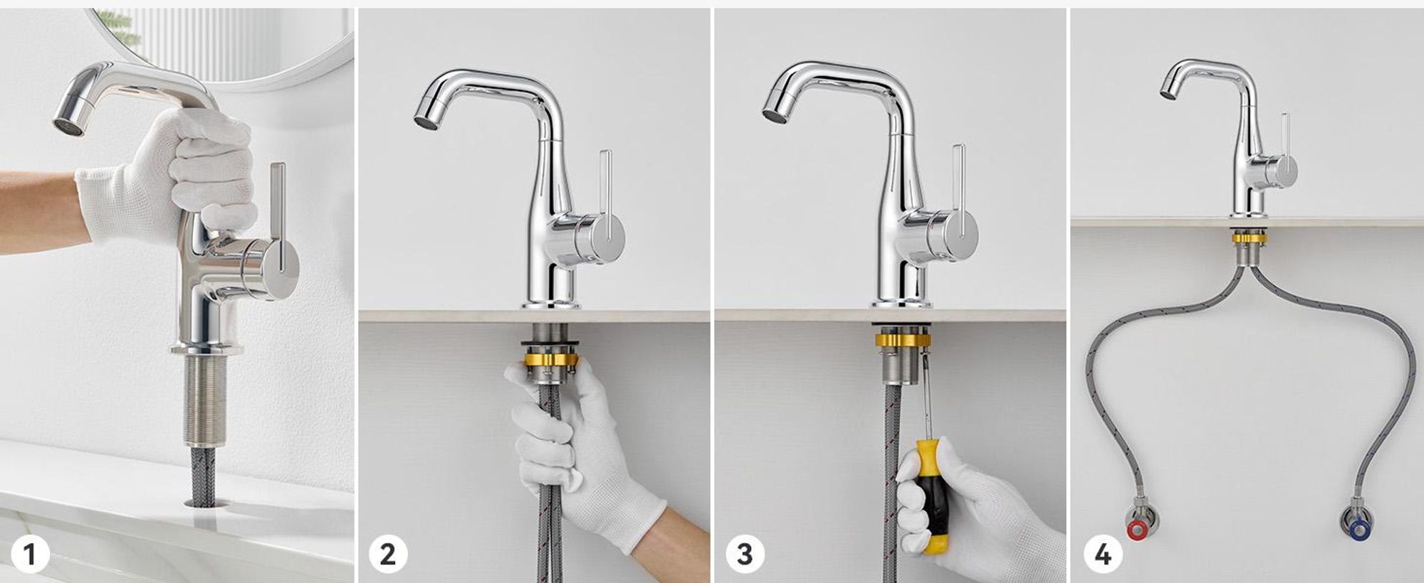 360° Schwenkbar Waschtischarmatur, Kalt Warm bleifrei Wasserhahn, Cecipa, Badarmatur Mischbatterie, Wasserhahn Bad, Waschbeckenarmatur Chrom