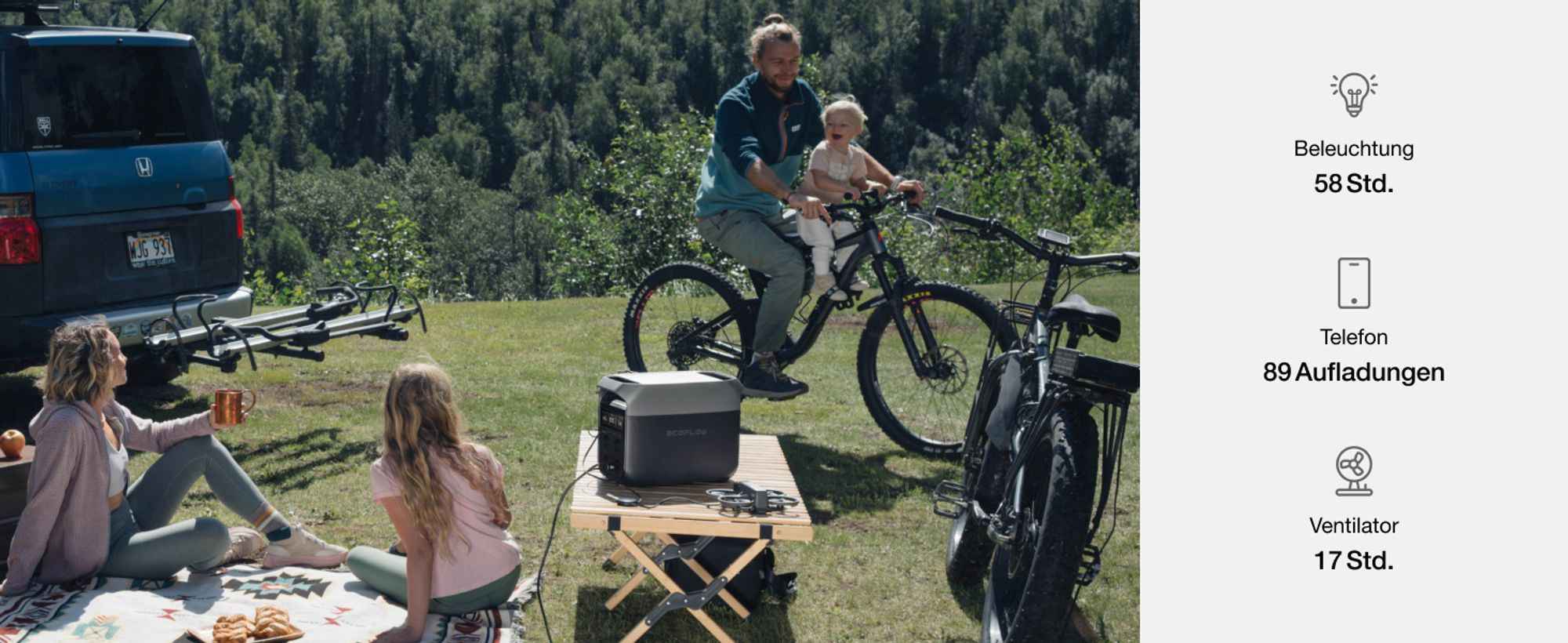 EF ECOFLOW DELTA 3 Tragbare Powerstation, 1 024 Wh Solargenerator, LiFePO4-Batterie, Schnellladung von 0-70% in 30 Min., erweiterbar auf 5 kWh
