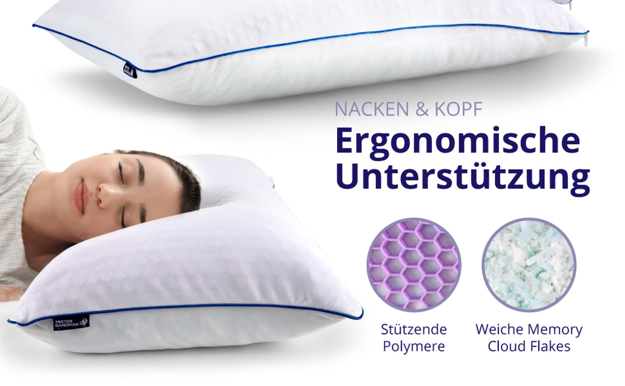 Orthopädisches Kopfkissen 40x80 mit Memory Foam für individuellen Schlafkomfort