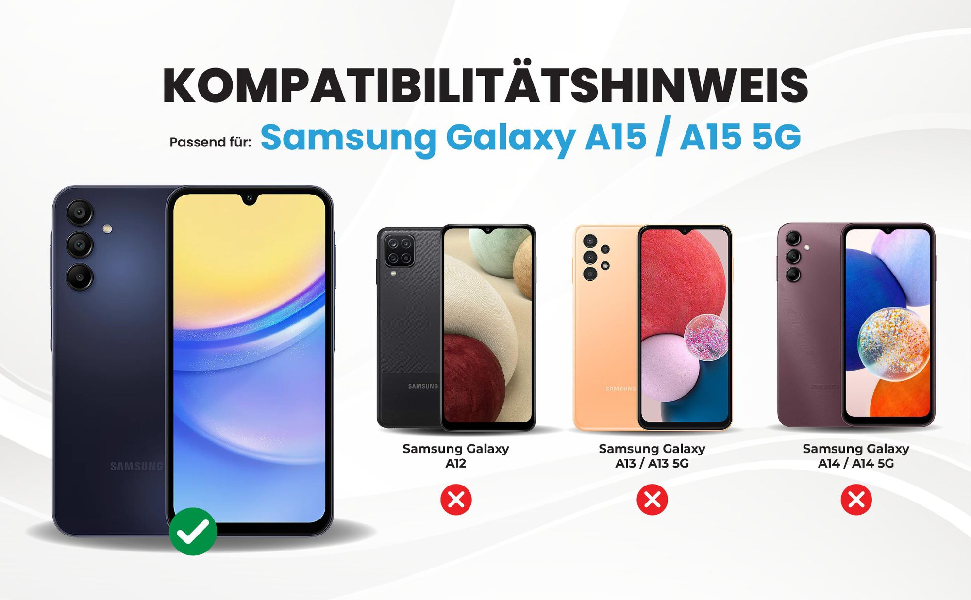 Kompatibilitätshinweise Hülle für Samsung Galaxy A15 / A15 5G