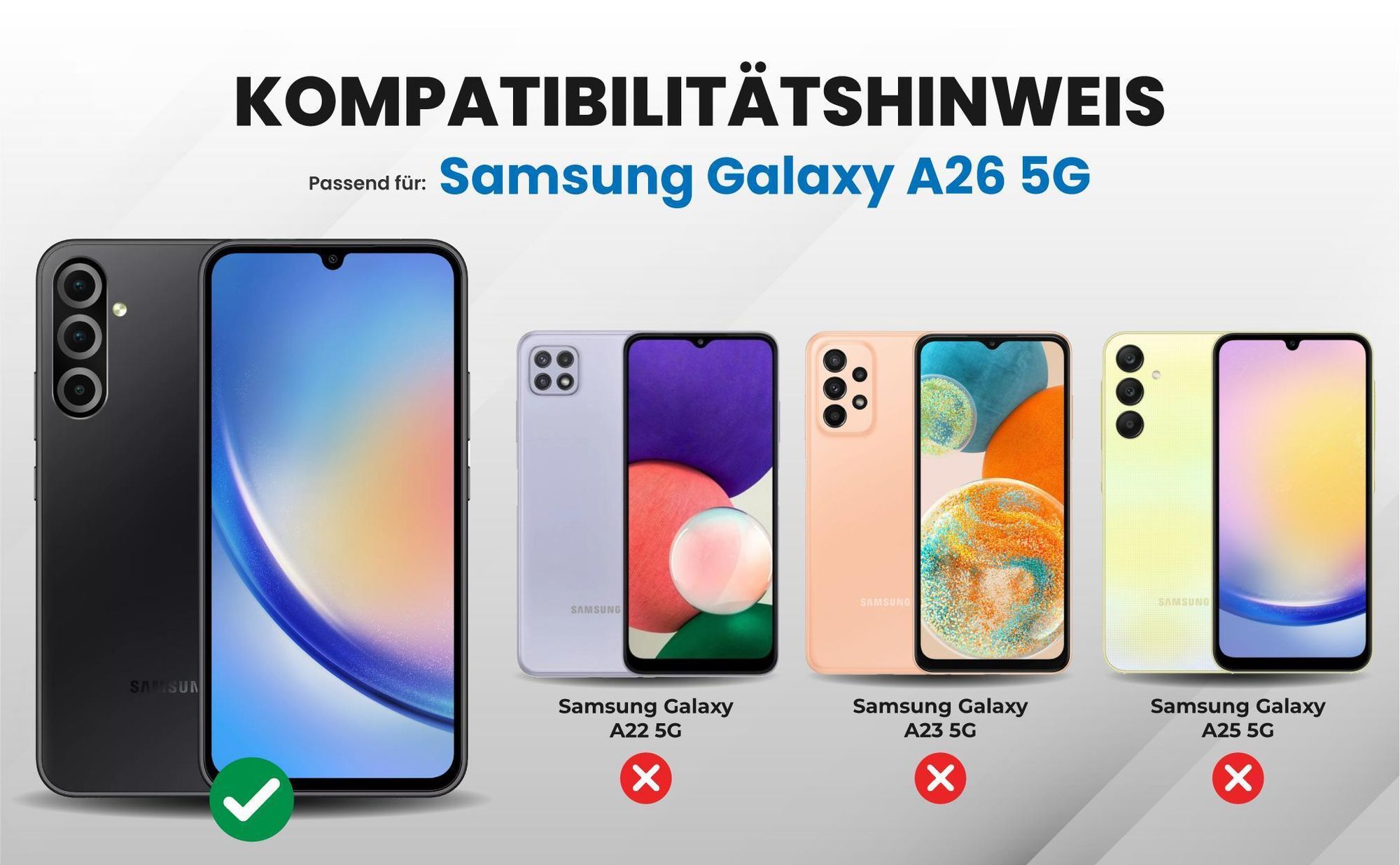 Kompatibilitätshinweise Hülle für Samsung Galaxy A26 5G