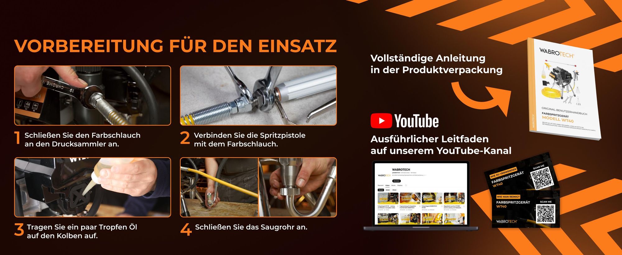 Hydrodynamische Farbsprühsystem Wandfarbe 3000 W WABROTECH WT40 Airless Farbsprühgerät 227 Bar Spritzgerät 4 L/min Airless Farbsprühsystem