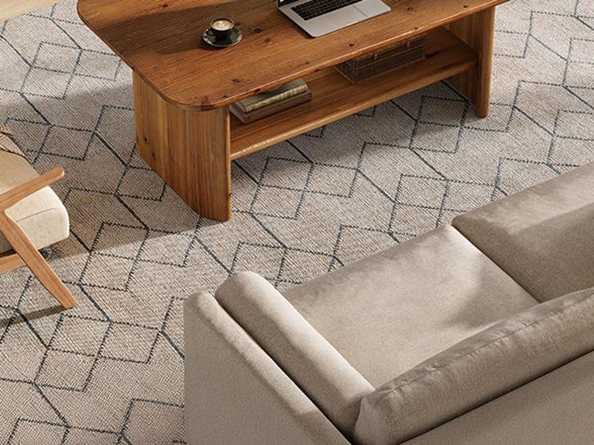 Couchtisch, 120 cm Beistelltisch, Massivholz Wohnzimmertisch, Sofatisch mit Stauraum,  für Zuhause, Wohnung, Büro, braun