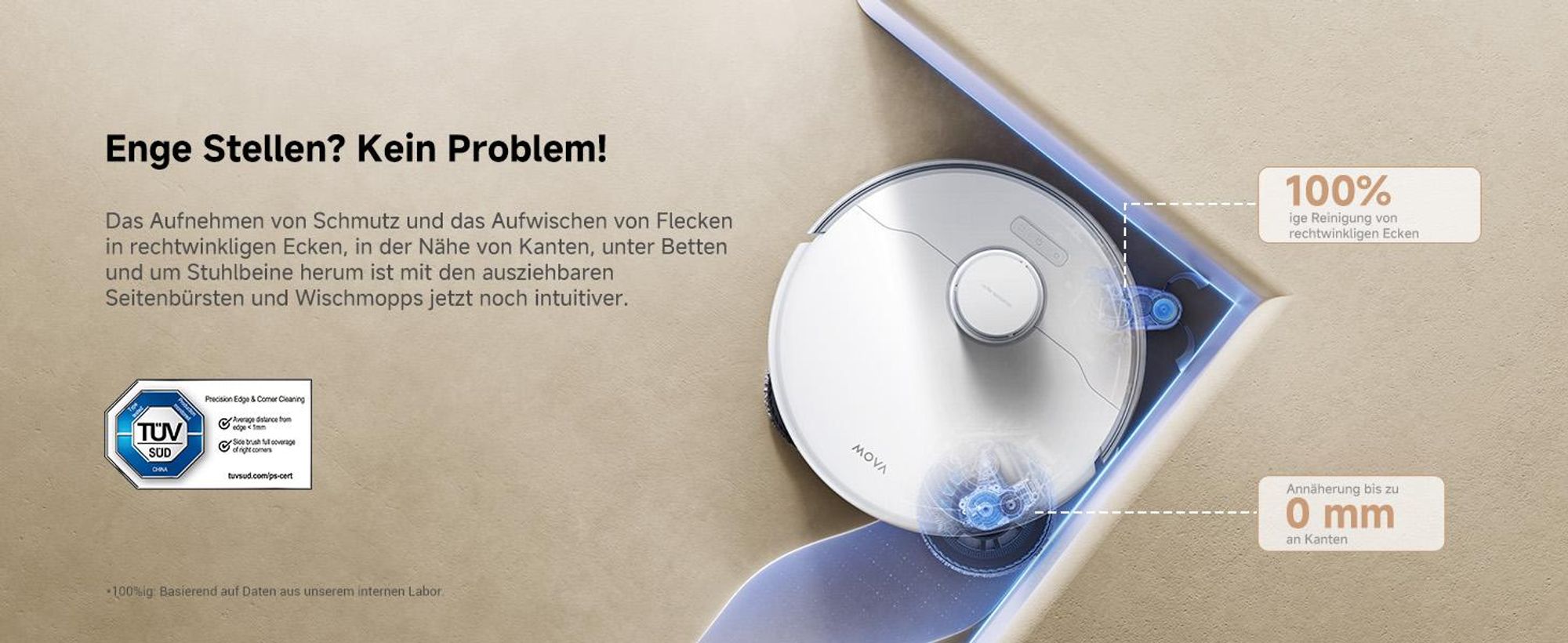 MOVA P50 Ultra Saugroboter 19.000 Pa, flexibler Wischmopp, automatische Reinigung 75 °C + Reinigungsflüssigkeit inklusive