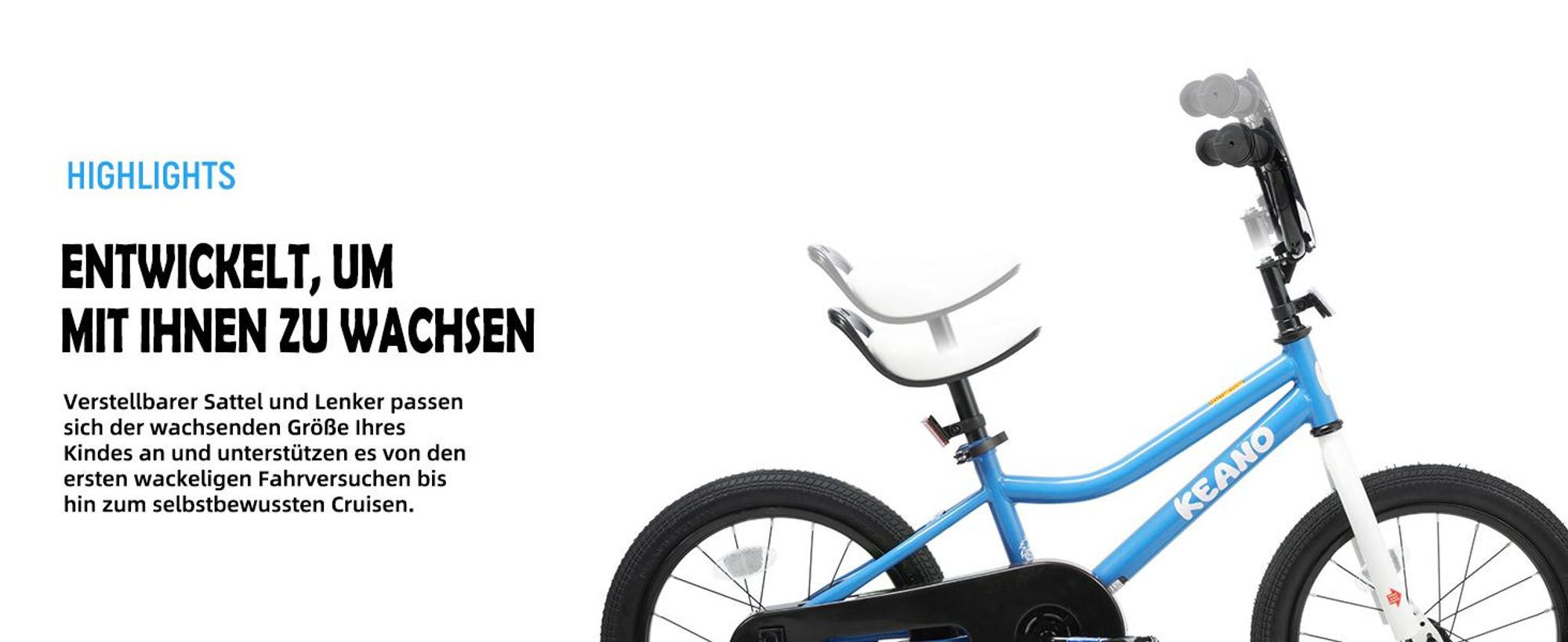 KEANO Kinderfahrrad mit abnehmbaren Stützrädern für kleine Fahranfänger